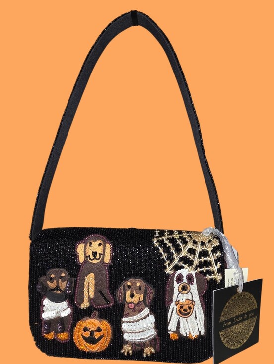 T.J.Maxx Handbags - NEW Made in India Halloween Dogs Costume Beaded Shoulder Bag